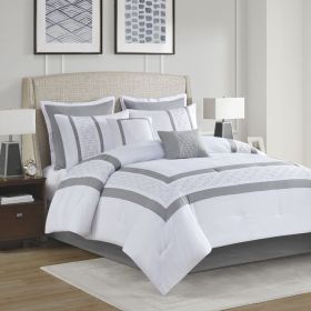 8 Piece Embroidered Comforter Set White Cal King