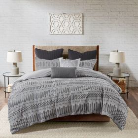 Cotton Jacquard Comforter Mini Set Grey/Black King/Cal King