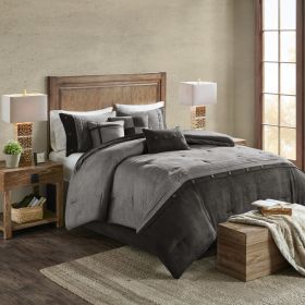 7 Piece Faux Suede Comforter Set Grey Cal King