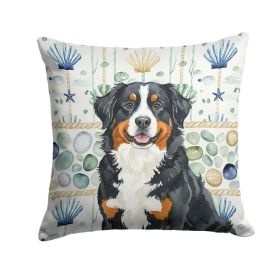 Bernese Mountain Dog Coastal Sea Glass Throw Pillow Decorative Indoor Outdoor Accent Cushion for Couch, Bed or Patio, 18Hx18W (Option: Default)