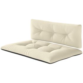 2 Seater Pallet Cushions Outdoor 3.9 Thick Replacement Cushions - Tufted Design For Garden, Patio, Cream White (Option: Cream White)