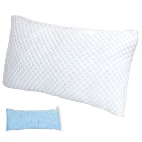 1Pc Shredded Memory Foam Pillow Adjustable Cool Pillow with Extra Filling Machine Washable Cover for Side Back Stomach Sleepers (Color: White, size: King Size)