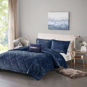 Twin/Twin XL Velvet Comforter Set with Throw Pillow (Color: as Pic)