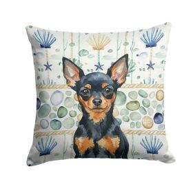 Black and Tan Russian Toy Coastal Sea Glass Throw Pillow Decorative Indoor Outdoor Accent Cushion for Couch, Bed or Patio, 18Hx18W (Option: Default)